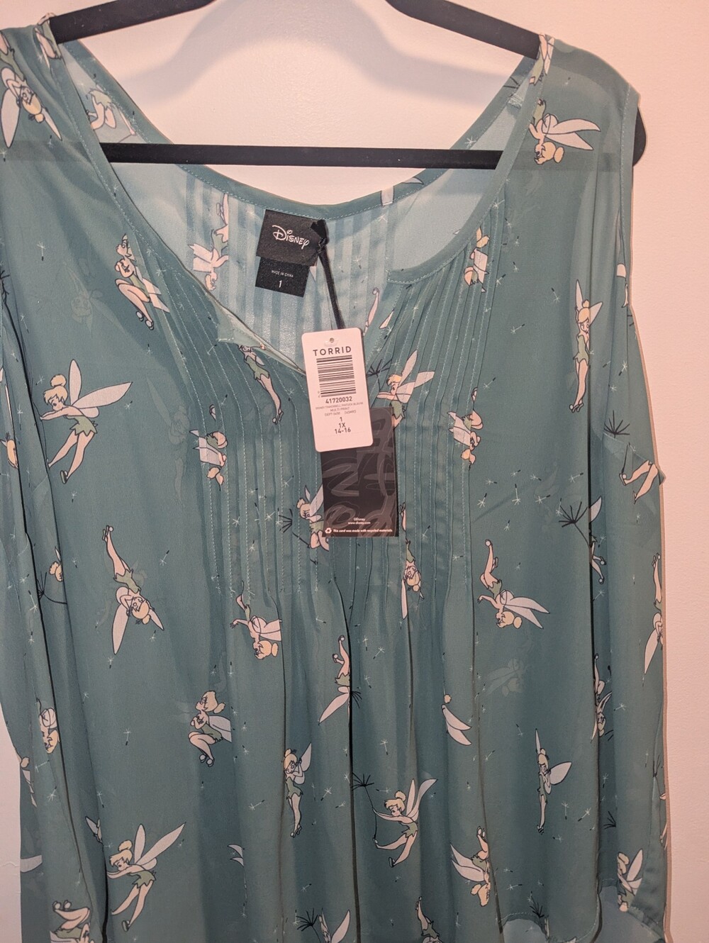 Torrid Teal Tinker Bell Pintuck Tunic